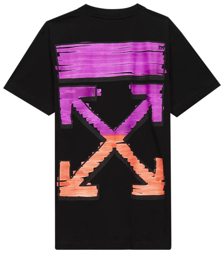 Off White Marker Short Sleeve Slim Tee BlackFuchsia