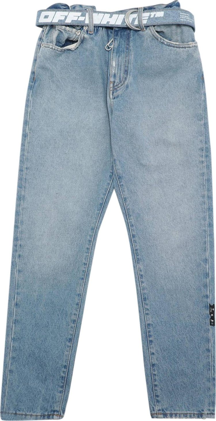 Off White Slim Low Crotch Jeans Cobalt BlueWhite