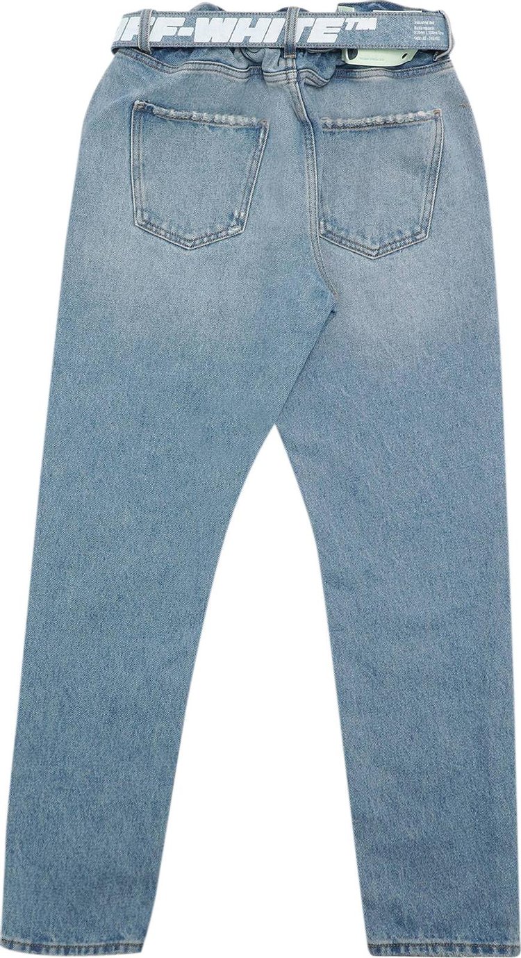 Off White Slim Low Crotch Jeans Cobalt BlueWhite