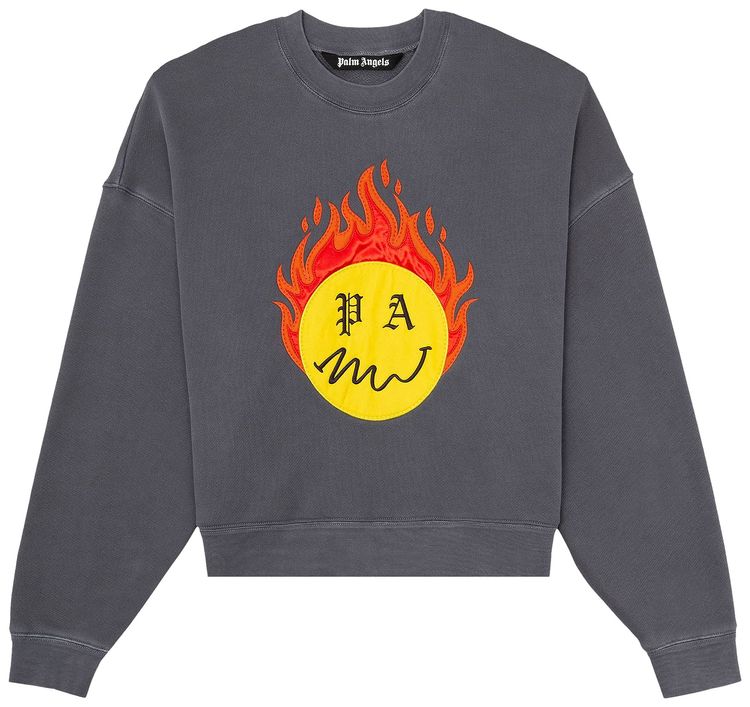 Palm Angels Burning Head Crewneck BlackYellow