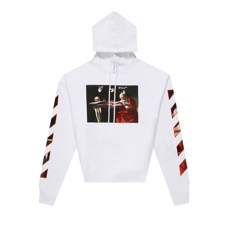 Off White Caravaggio Print Hooded Sweatshirt WhiteBlack