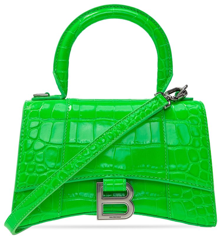 Balenciaga Xs Hourglass Top Handle Fluo Green
