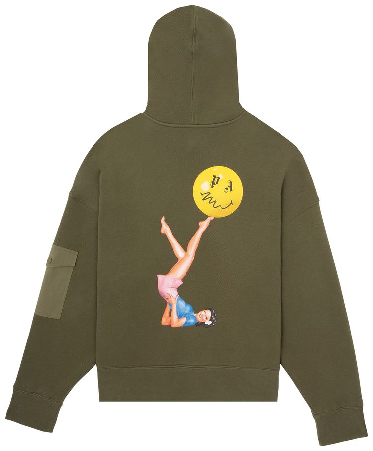 Palm Angels Juggler Pin Up Hoodie Military