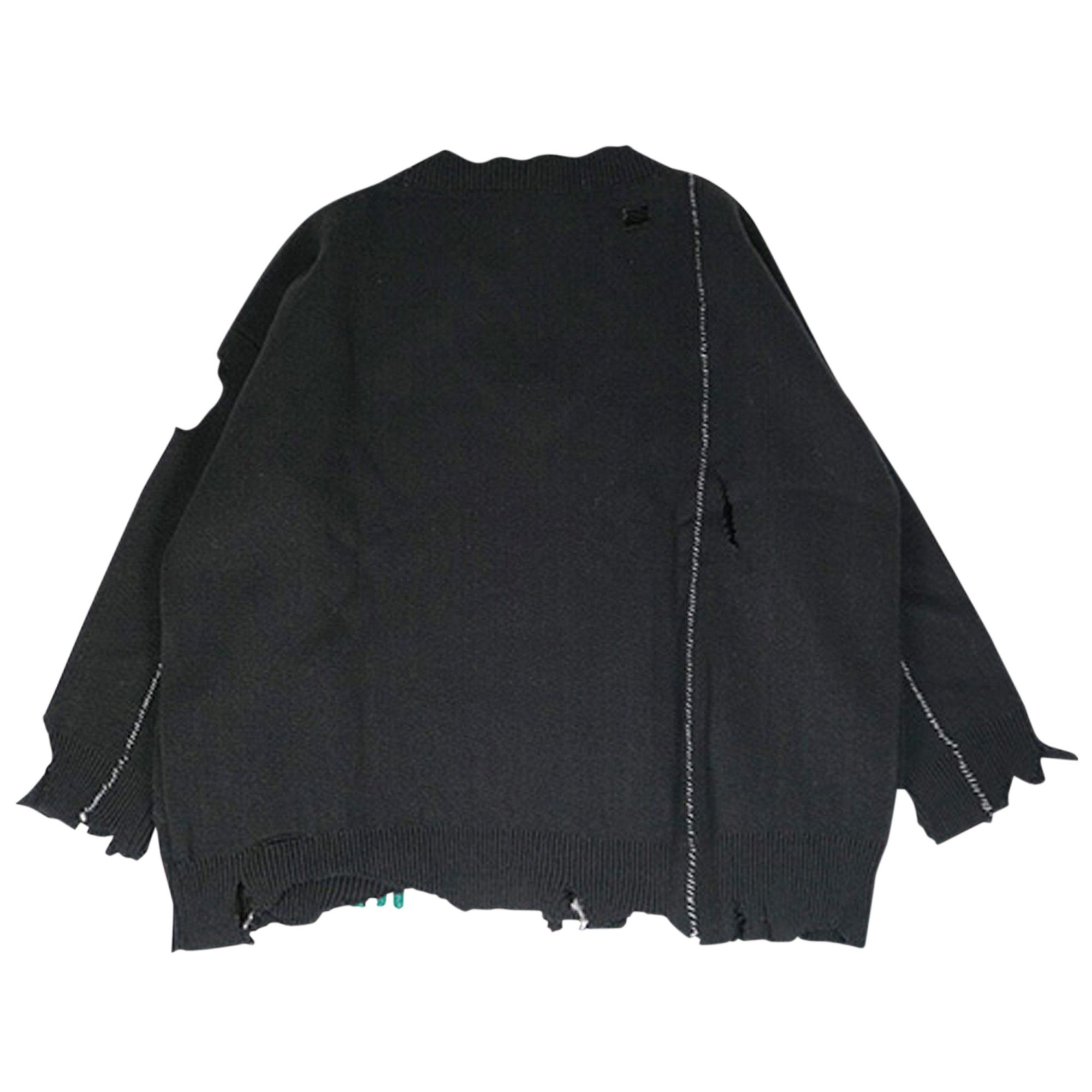 Buy Raf Simons Oversized Destroyed V Neck Sweater With Rena Badge Black A01 807 50006 00099 GOAT UK