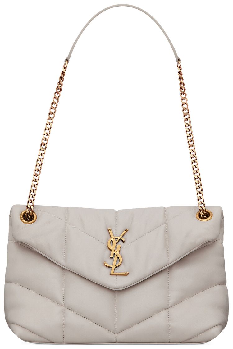 Saint Laurent Loulou Small Quilted Puffer Bag White