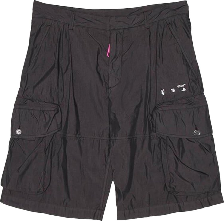 Off White Logo Utility Shorts BlackWhite