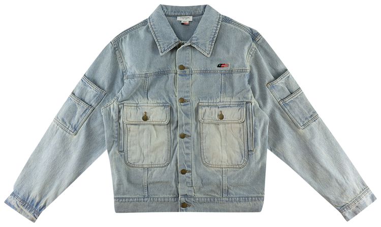 Honor The Gift Gridlock Public Private Oversized Fit Embroidery Jacket Light Indigo