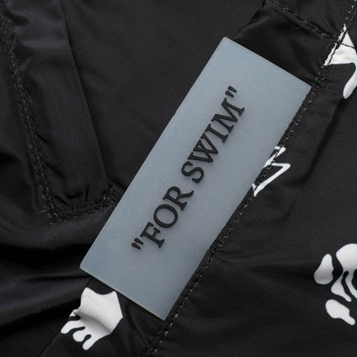 Off White Allover Swim Shorts BlackWhite