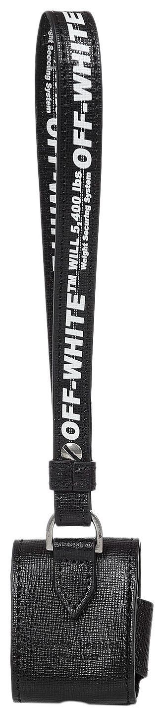 Off White Diag Saffiano Airpods Case BlackWhite