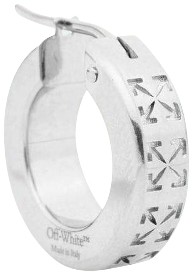 Off White Engraved Arrow Mono Earring Silver