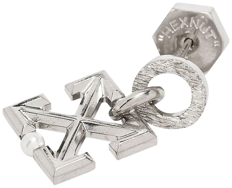 Off White Arrow Mono Earring Silver