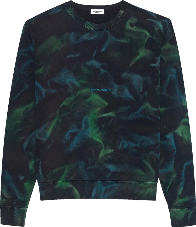 Saint Laurent Round Collar Printed Sweatshirt 'Black/Green'