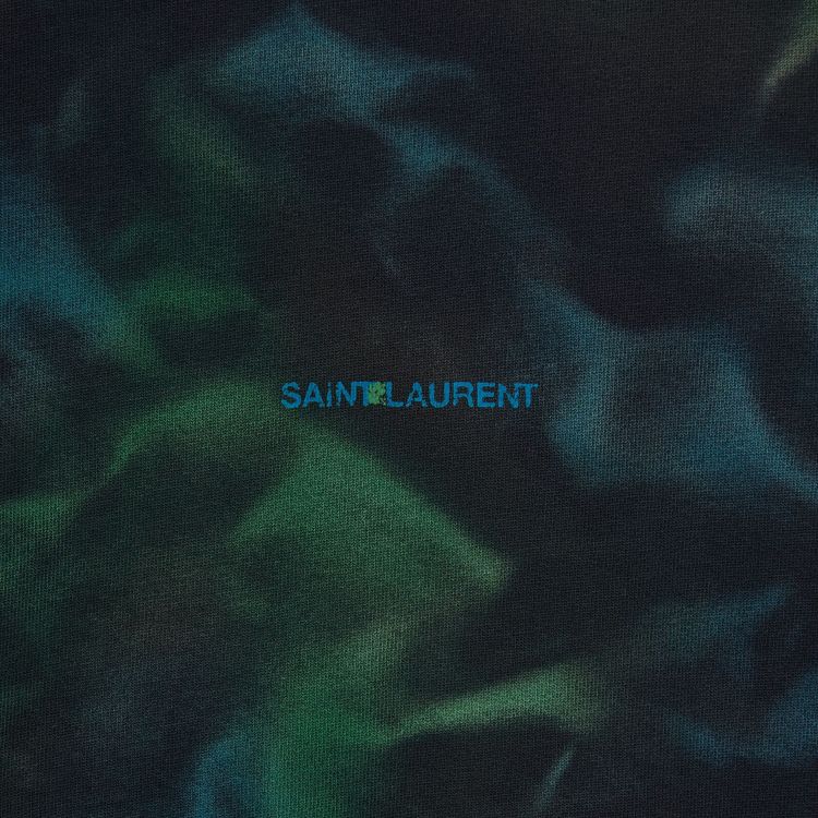 Saint Laurent Round Collar Printed Sweatshirt BlackGreen