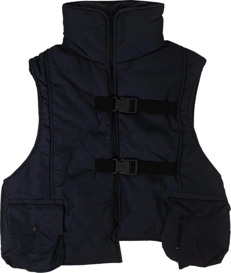 A Cold Wall Collared Hooded Padded Vest Navy