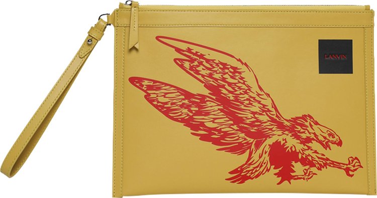 Lanvin Zipped Flat Pouch With Eagle Print CornBright Orange