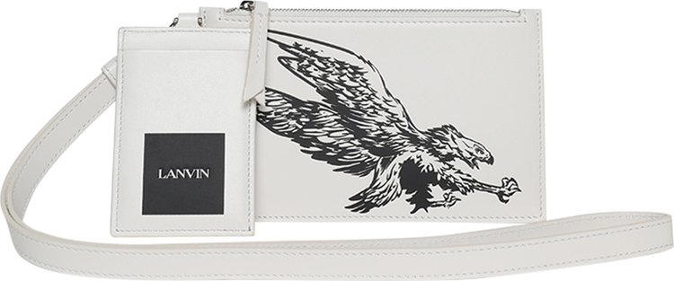 Lanvin Double Pouch With Eagle Print White MustangBlack