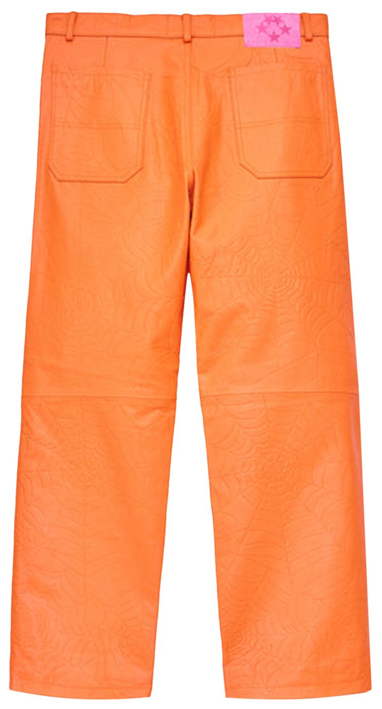 Sp5der Debossed Web Leather Pant Orange