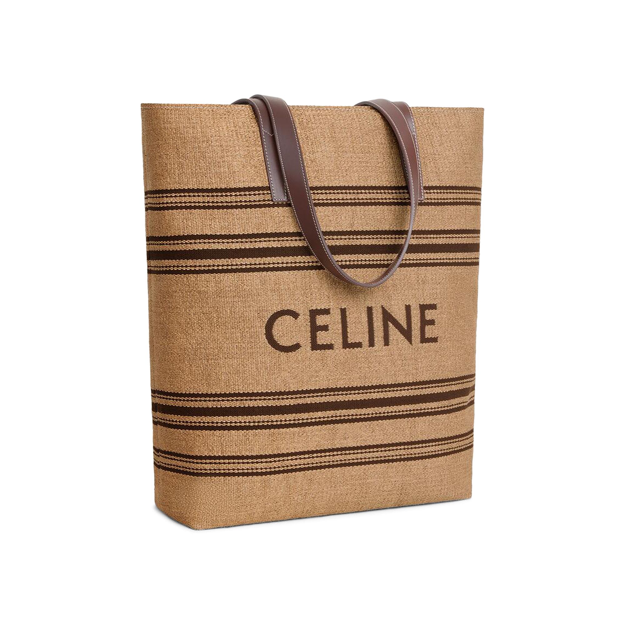 Squared cabas celine in striped jacquard and calfskin outlet