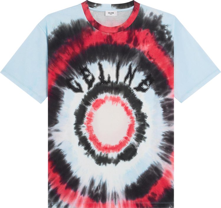 CELINE Loose Tie Dye T Shirt Off WhiteRedBlack