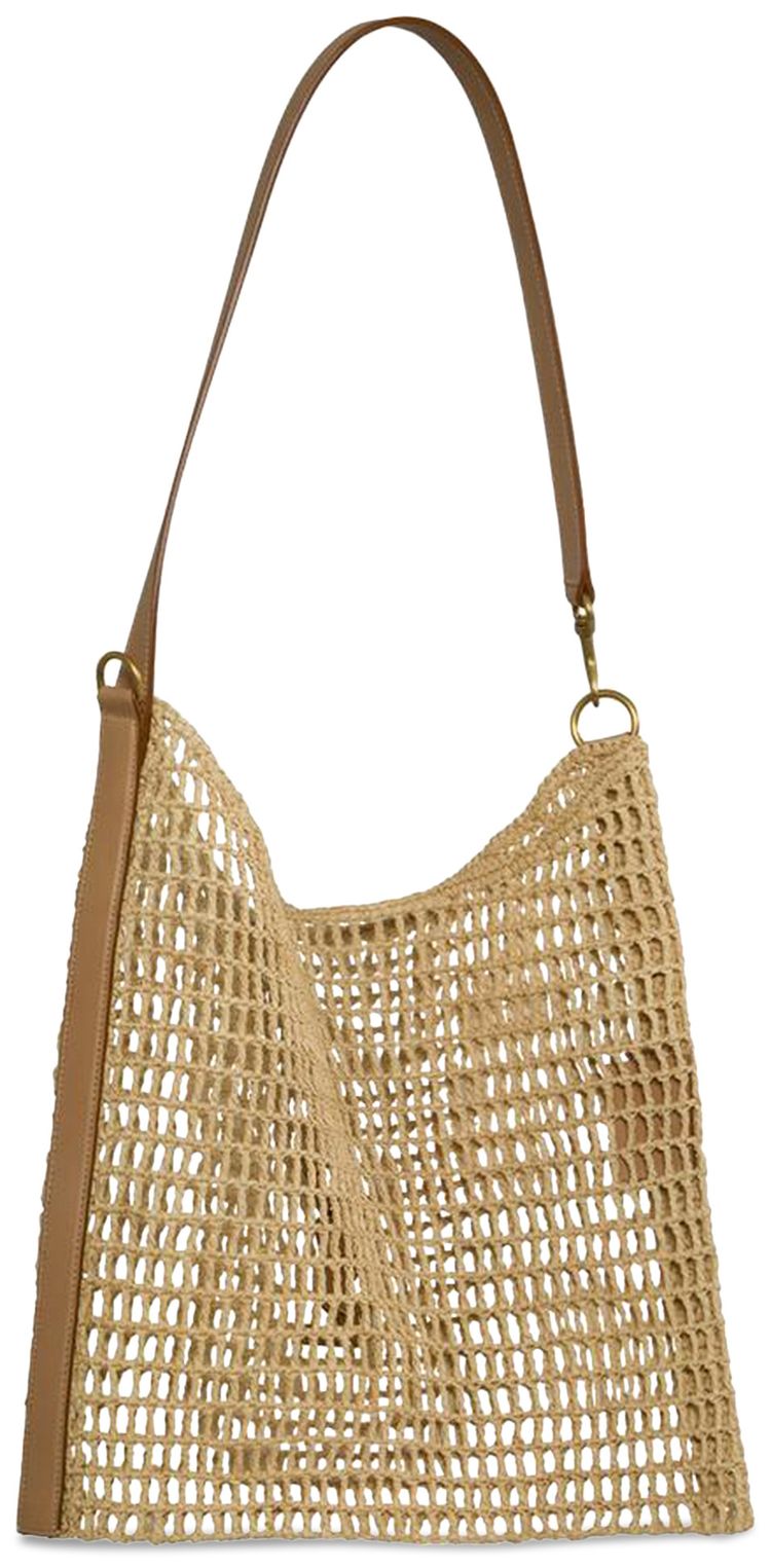 Saint Laurent Raffia Shoulder Bag NaturulVintage BrownGold
