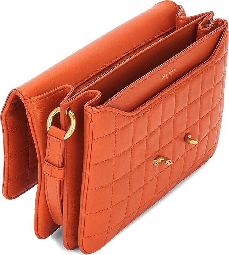 Saint Laurent Le Maillon Satchel Bag Celosia Orange