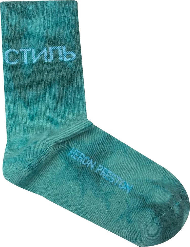 Heron Preston CTNMB Long Tye Dye Socks 'Petrol/White'