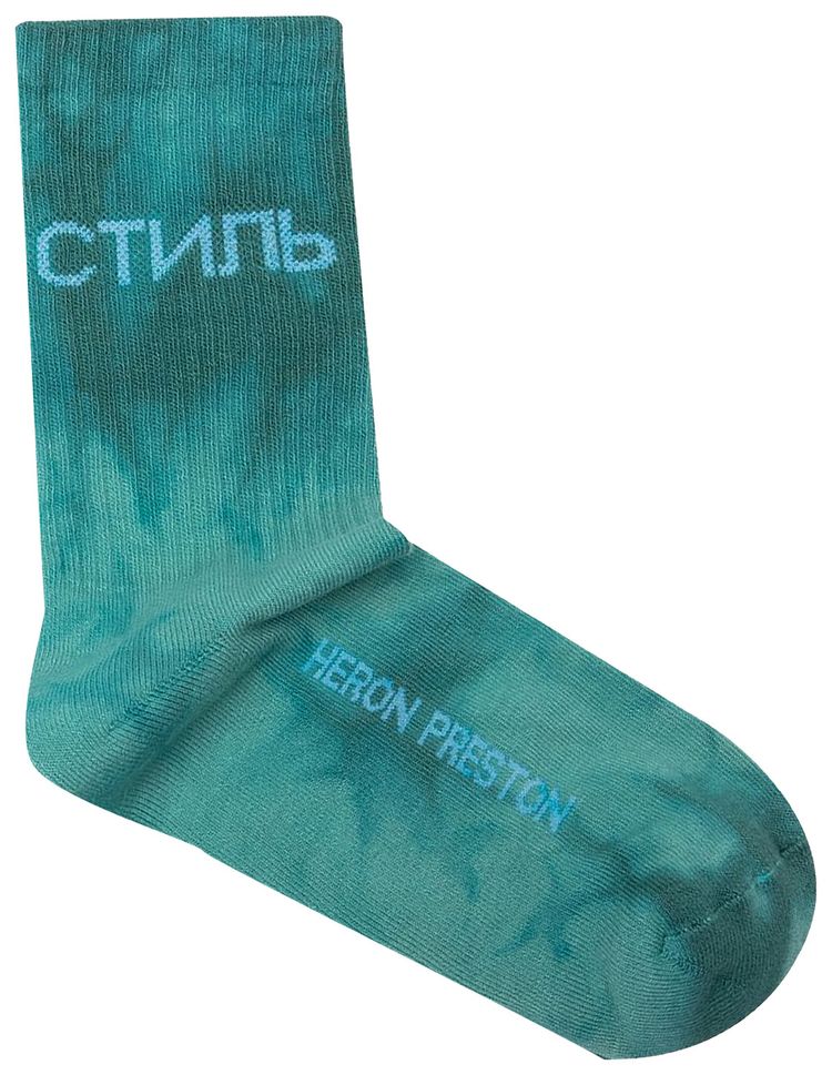 Heron Preston CTNMB Long Tye Dye Socks PetrolWhite