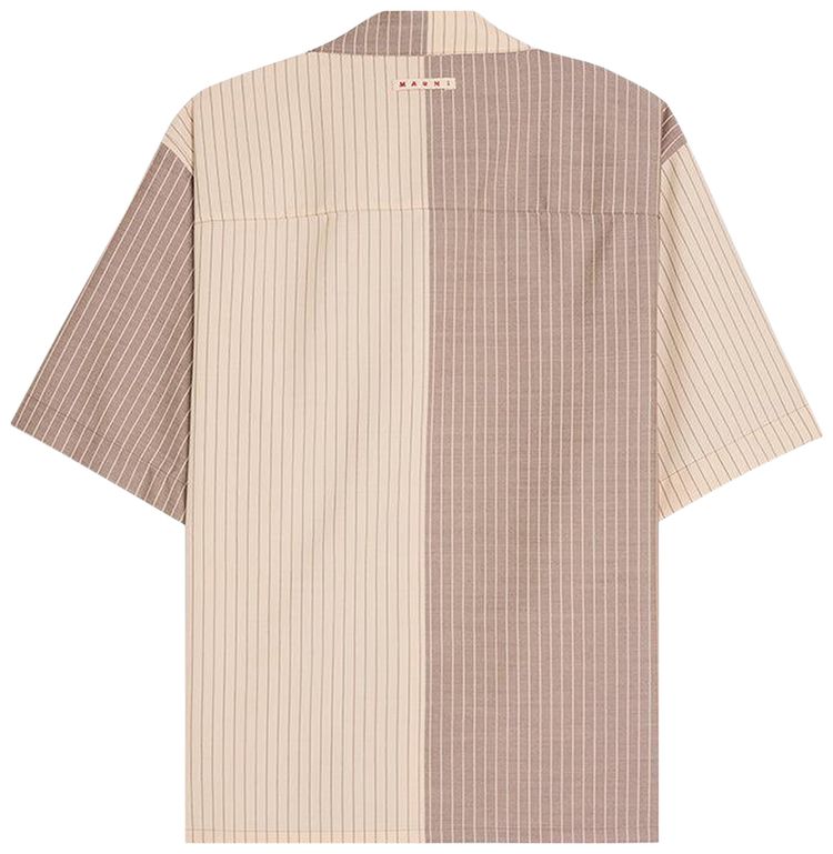 Marni Boxy Fit Stripped Bowling Shirt Buttercream