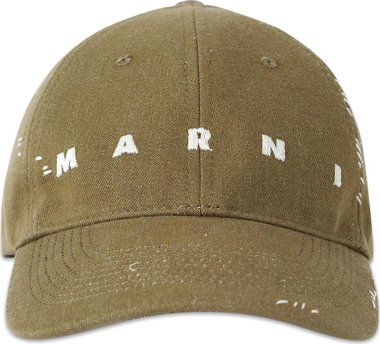 Marni Logo Embroidered Hat 'Beige'