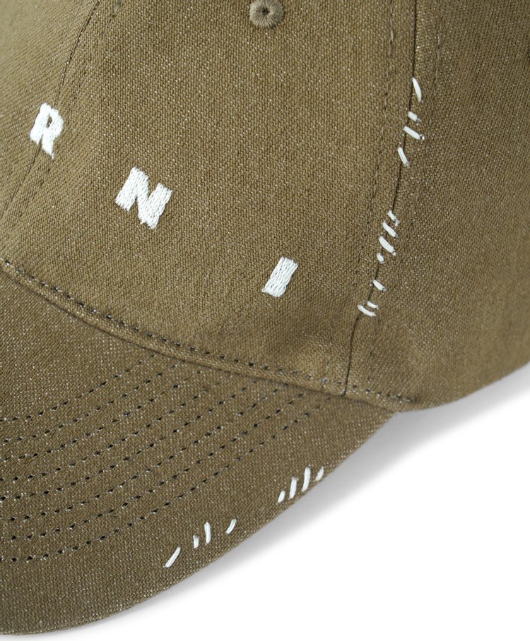 Marni Logo Embroidered Hat Beige