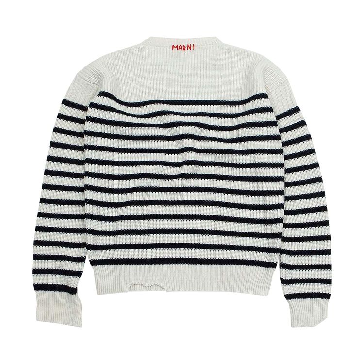 Marni Striped Fisherman Jumper Stone White