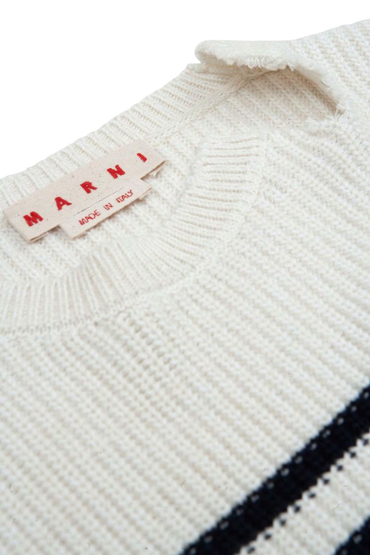 Marni Striped Fisherman Jumper Stone White