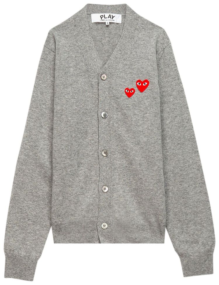 Comme des Garcons PLAY V Neck Cardigan Grey