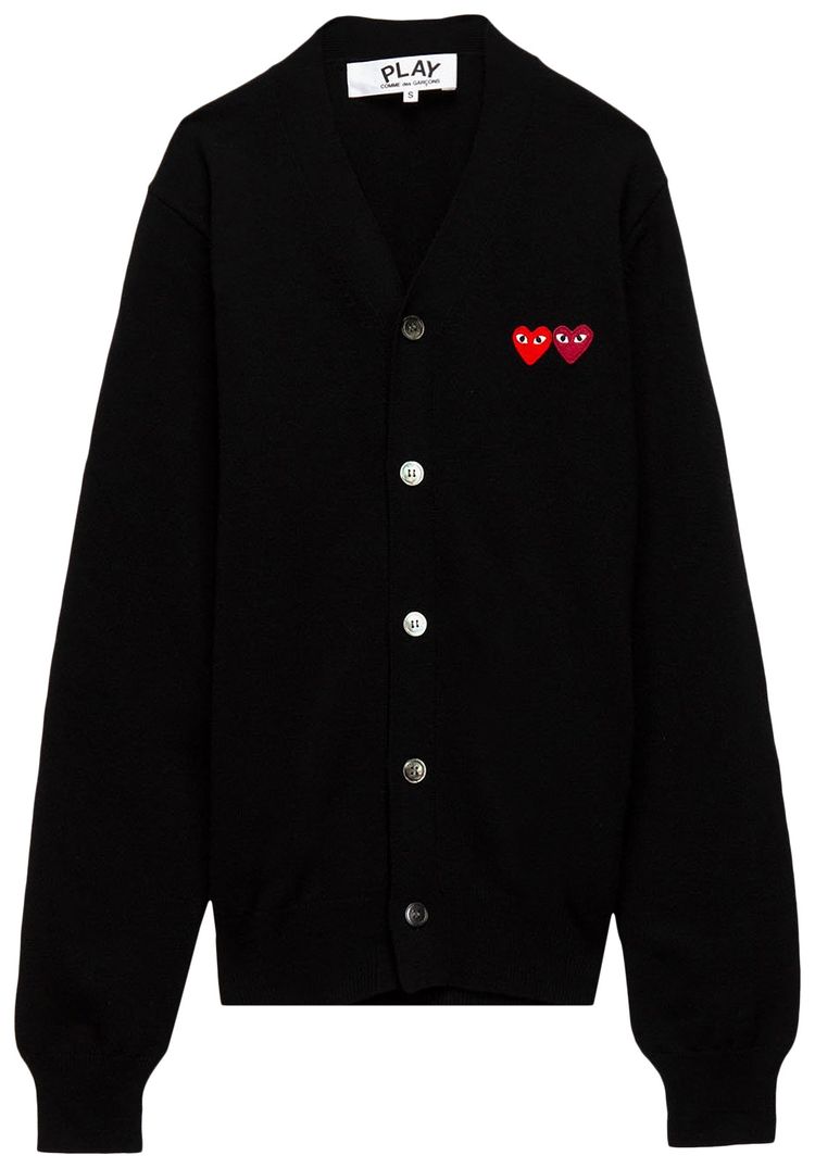 Comme des Garcons PLAY Double Heart Cardigan Black