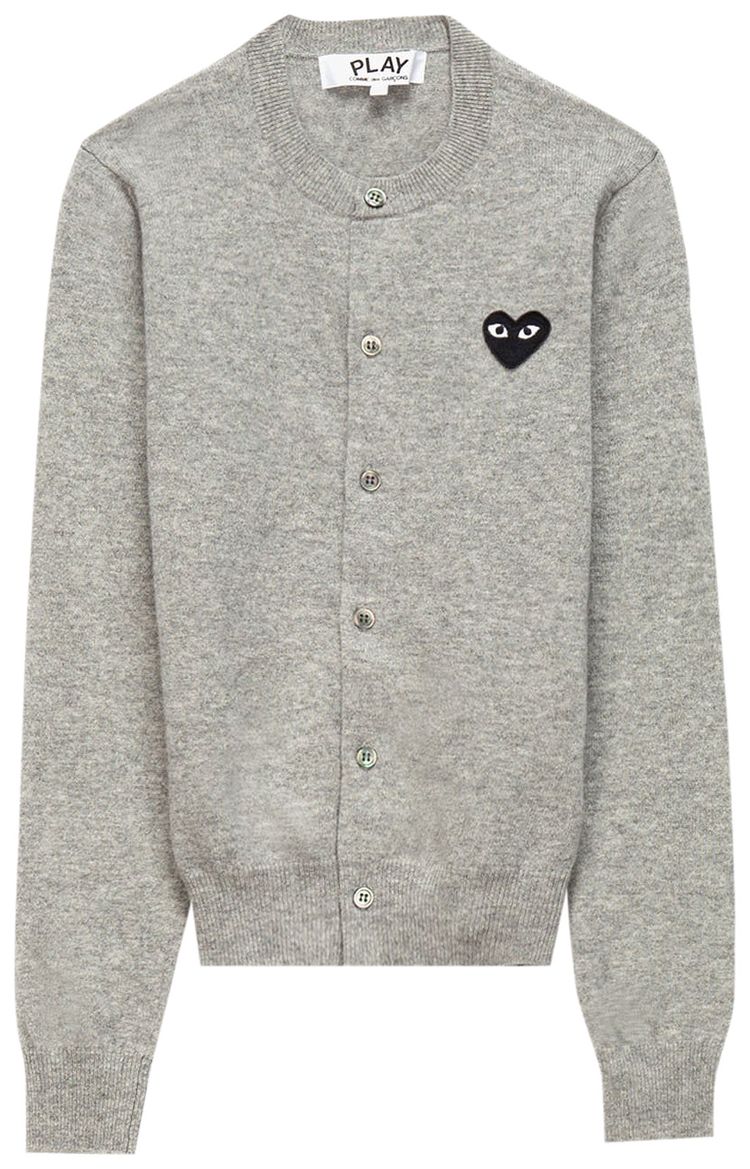 Comme des Garcons PLAY Embroidered Heart Cardigan Light Grey
