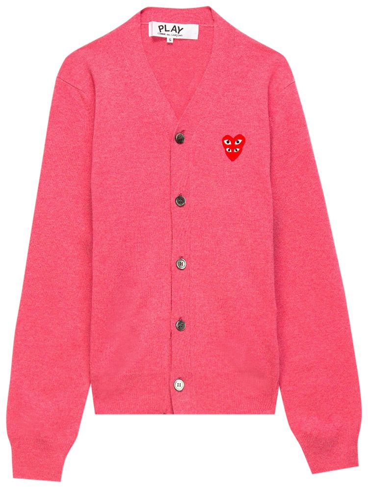 Comme des Garcons PLAY V Neck Cardigan Pink