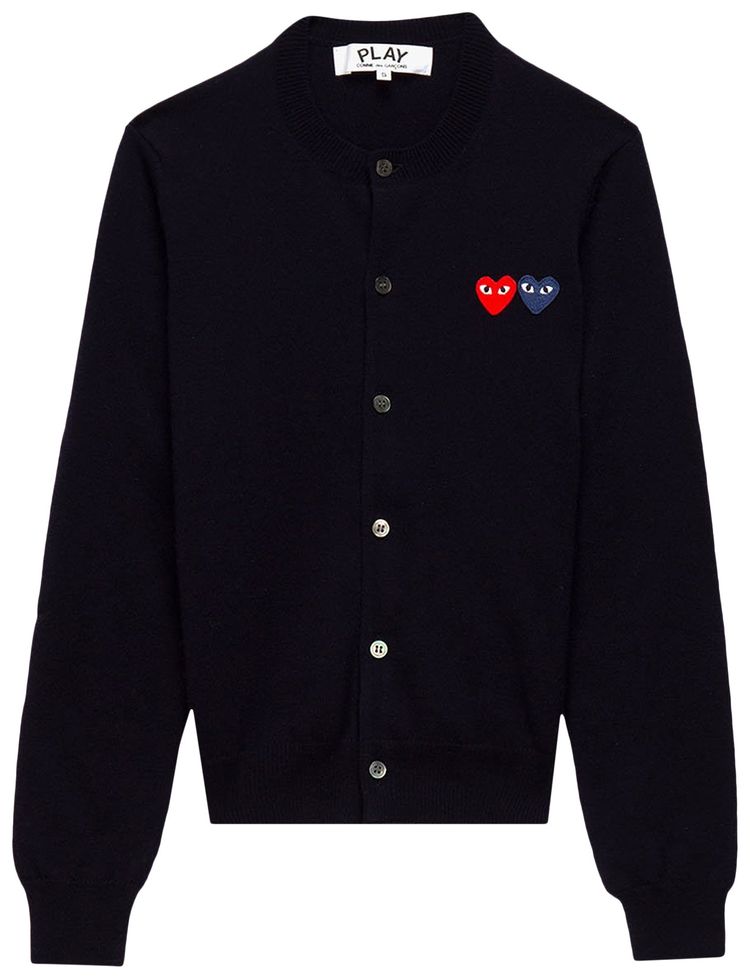 Comme des Garcons PLAY Double Heart Cardigan Navy
