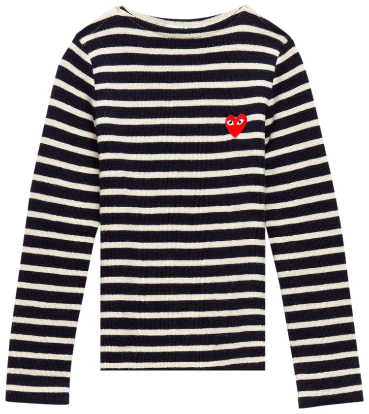 Comme des Garcons PLAY Striped Knit Pullover Navy