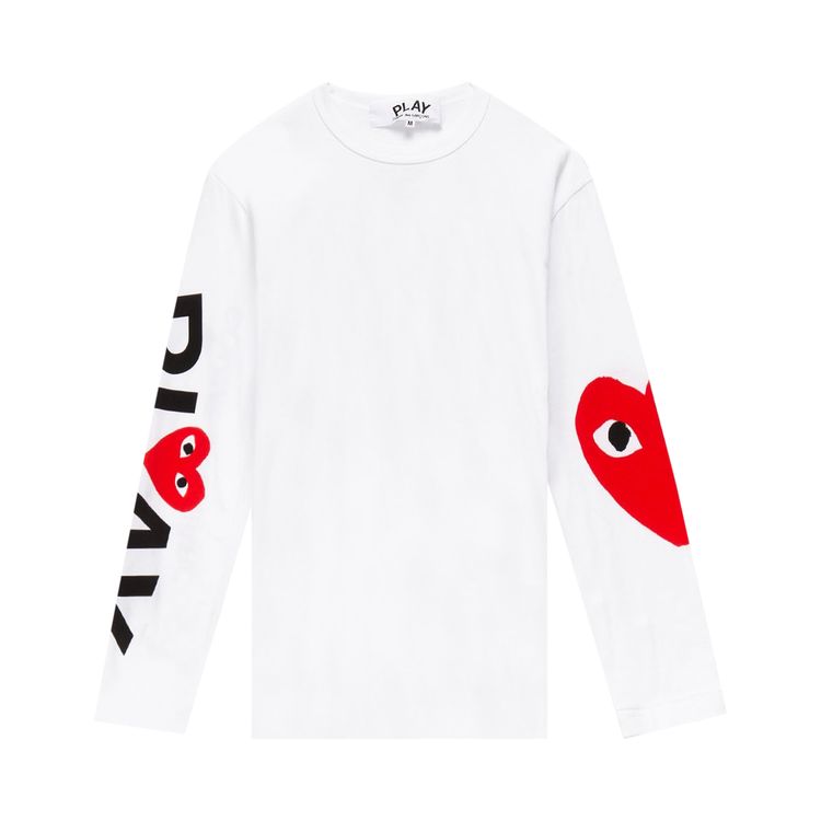Comme des Garcons PLAY Logo Long Sleeve T Shirt White