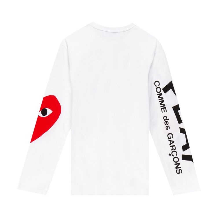 Comme des Garcons PLAY Logo Long Sleeve T Shirt White