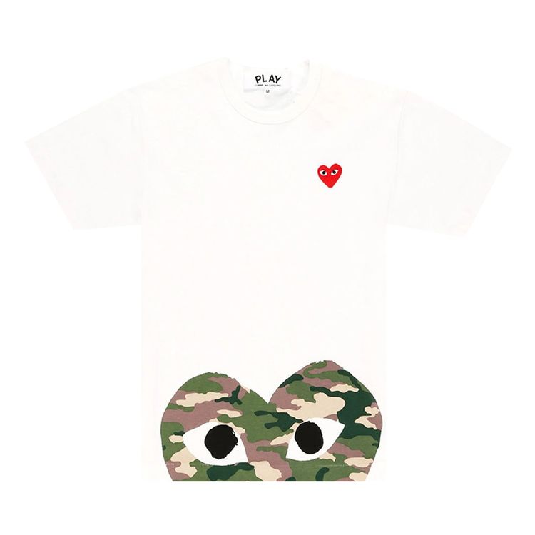 Comme des Garcons PLAY Camouflage Half Heart Tee White