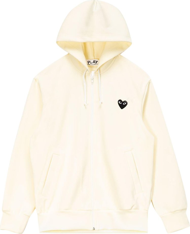 Comme des Garcons PLAY Big Heart Zip Up Sweatshirt Ivory