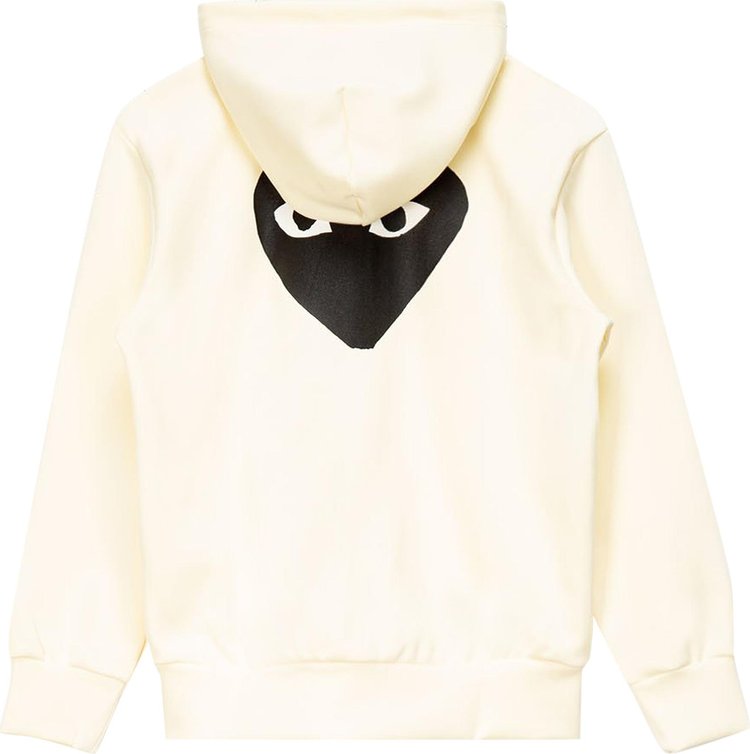 Comme des Garcons PLAY Big Heart Zip Up Sweatshirt Ivory