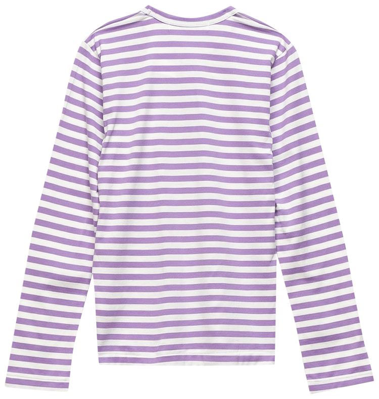 Comme des Garcons PLAY Heart Logo Striped T Shirt Purp