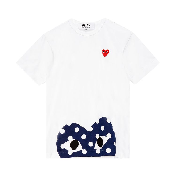 Comme des Garcons PLAY Half Polka Dot Heart Tee White