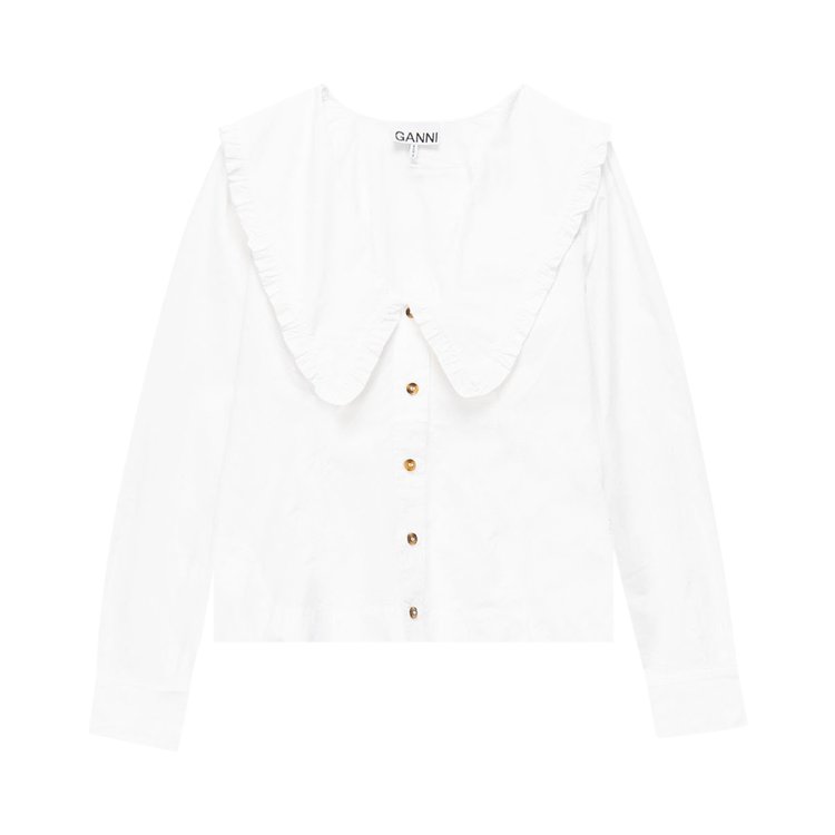 GANNI Cotton Poplin Shirt 'Bright White'