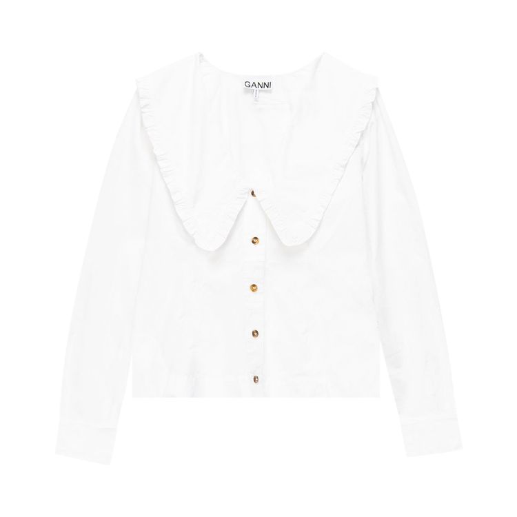 GANNI Cotton Poplin Shirt Bright White