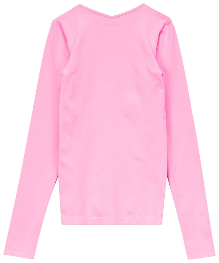 Helmut Lang Slash V Neck Long Sleeve Top Disco Pink