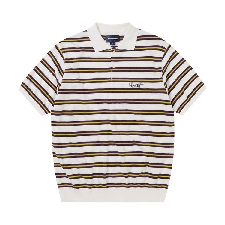 thisisneverthat Striped Knit Polo Ivory