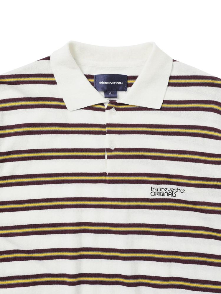 thisisneverthat Striped Knit Polo Ivory
